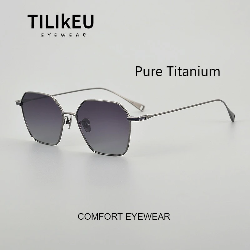 

Ultra-light Pure Titanium Polygonal Polarized Sunglasses Trendy Artistic Luxury Unisex Driving Anti Glare Shades UV Sunglasses