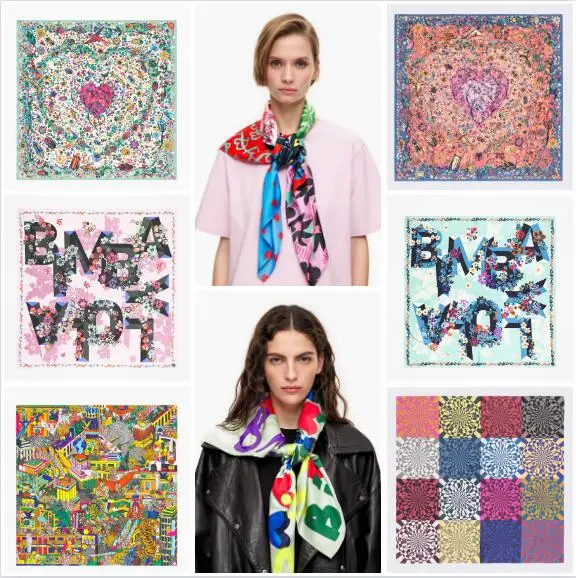 Original Spanish  Women\'s Printed Scarf for Foreign Trade 100 * 100 Various Small and Popular Square Scarves and Shawls