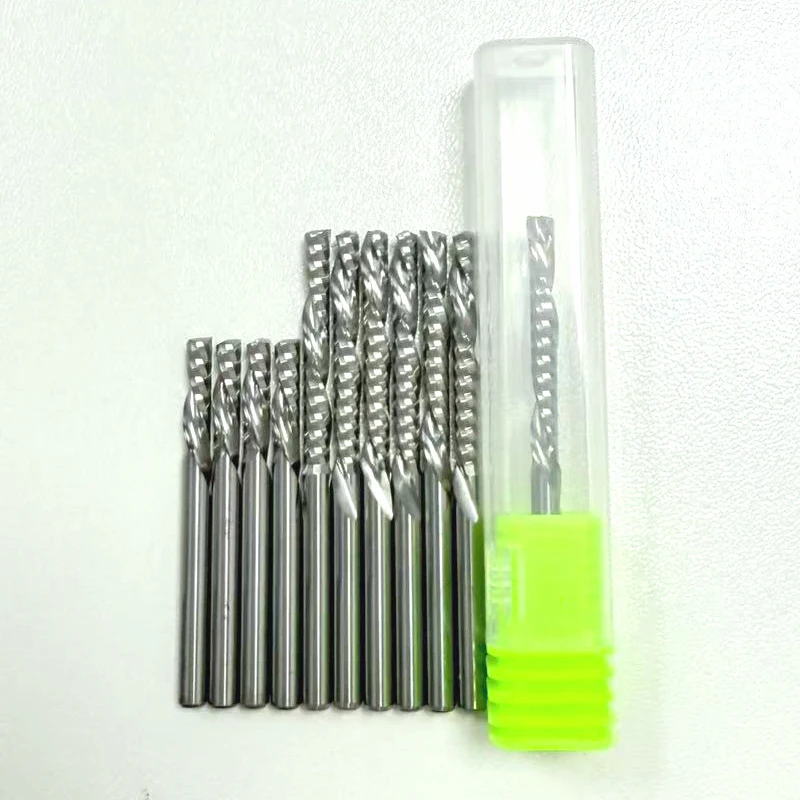 

10 шт./лот, левая спиральная твердосплавная фреза-AAAAA с одной канавкой 3,175/4/5/6/8 мм для концевой фрезы с ЧПУ