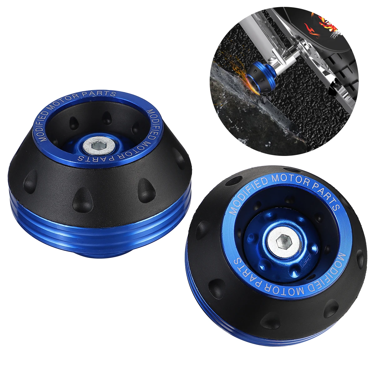 

2 Pcs Anti fall Cup Durable Alloy Front Fork Guard Crash Protector Rubber Cap Motorcycle Wheel Protection Modification Bright
