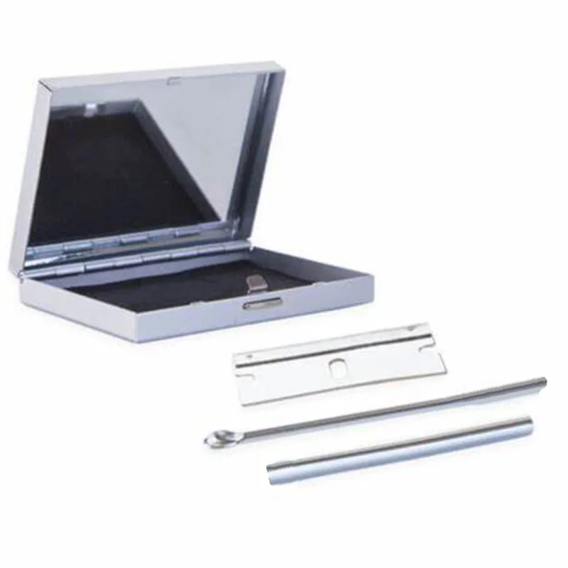 Portable Smoking Accessories Set With Cutting Blade Double-Sided Mirror Luxury Travel Storage Set