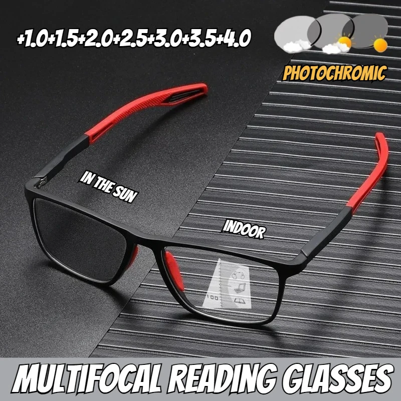 

Multifocal Reading Glasses Men Women Outdoor Photochromic Spectacles Anti Blue Light Presbyopia Eyewear Diopter +1.0 TO +4.0