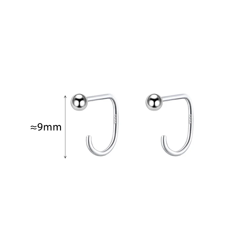 Silver Color Minimalist Round Bead Ear Hook Stud Earrings for Women Trendy Geometric Fashion Jewelry Daily Accessories