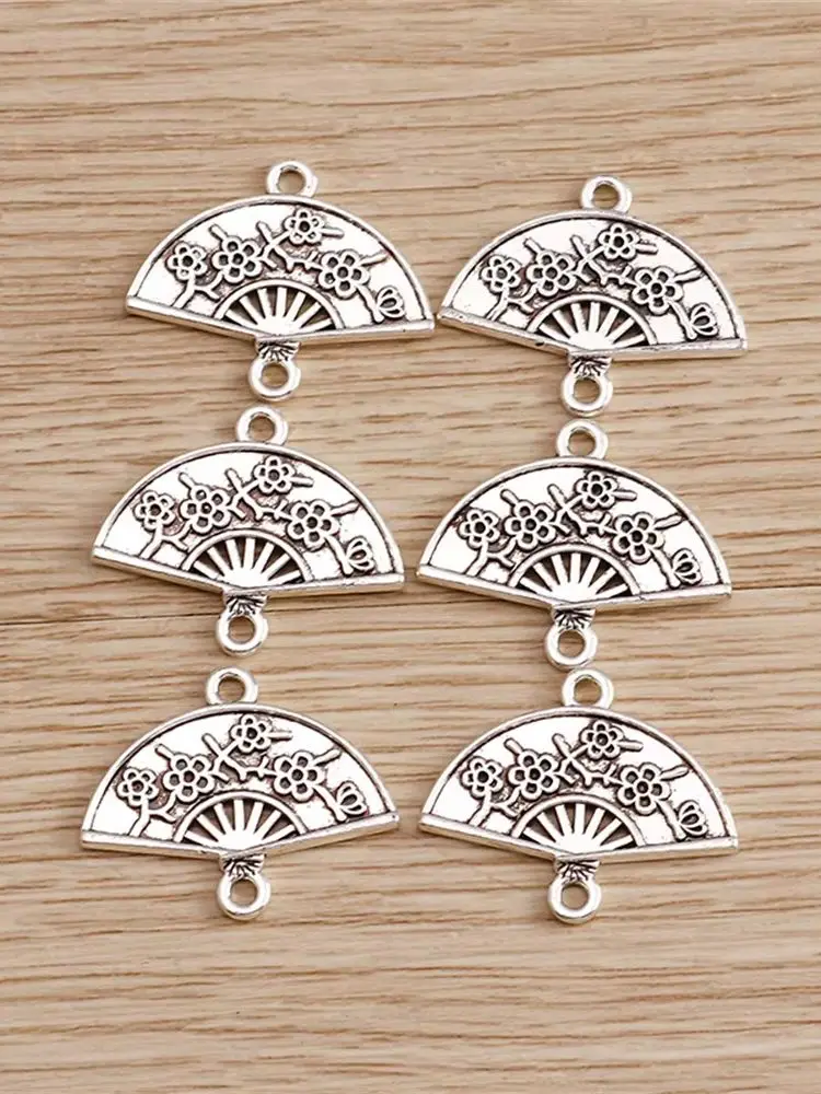 Tusember 20 Stück 14*15mm Metall-Doppelloch-Kirschblüten-Anhänger für Armbänder, Halsketten, DIY-Schmuckherstellungszubehör – Detail 2