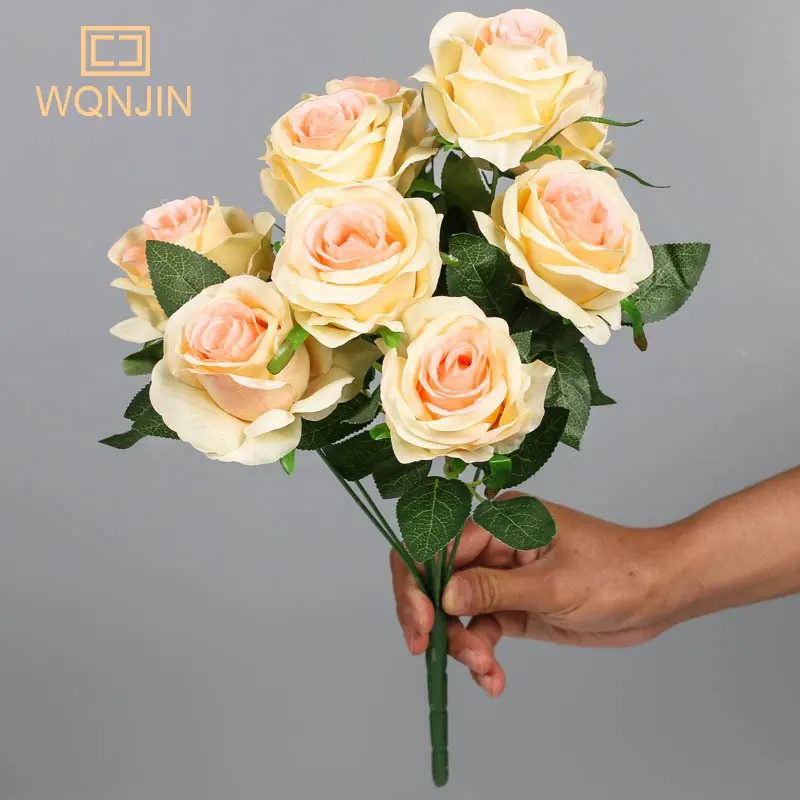 9 Köpfe lila künstliche Blumen Heimdekoration 9 Farben Schönheit Seide gefälschte Blume speziell für Hochzeit und Festival Dekoration – Detail 4