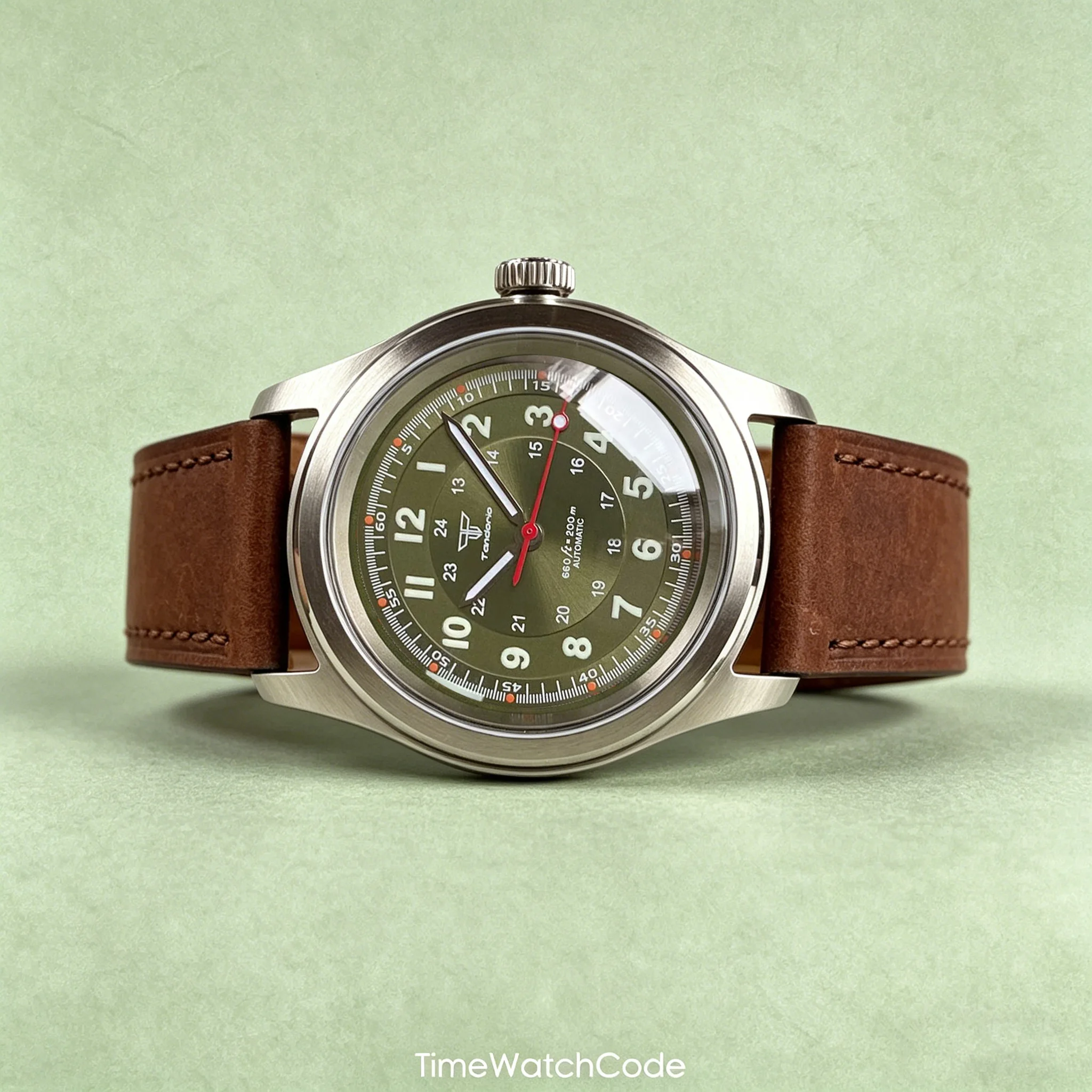 

10BAR Waterproof Tandorio NH35A Pilot Men's Watches 38mm Automatic Field Watch Asia 2824 Sapphire Crystal Black Red Green Silver