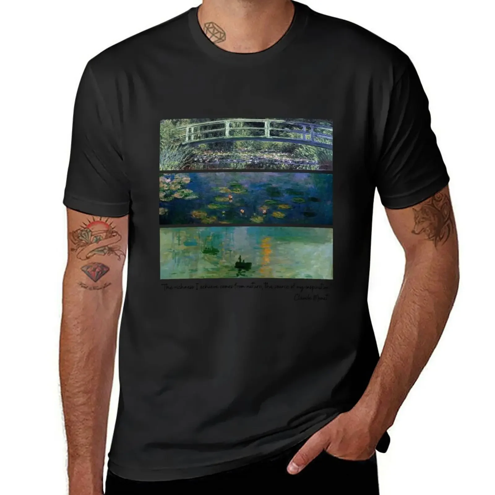 Water Lillies Monet -Claude Monet Art Remake Design Art Pack T-Shirt heavyweights vintage clothes man t shirt plain t shirts men