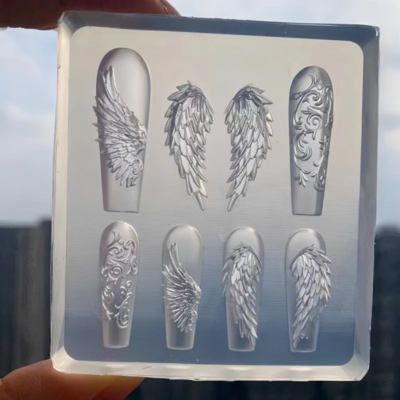1 Piece of 3D Gypsum Wing and Wing European Relief Nail Silicone Mold | Decoration DIY Tool