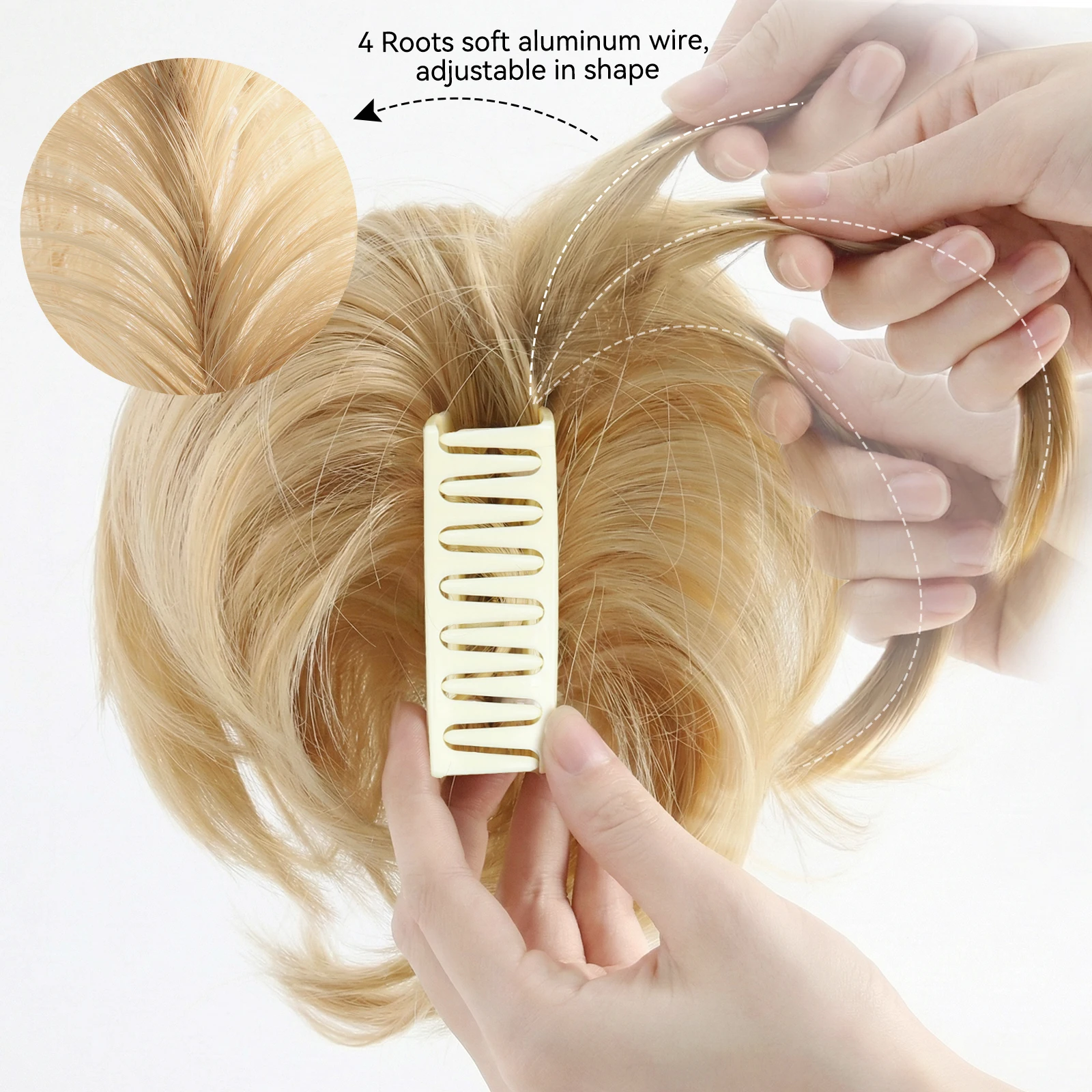 10Inch Synthetic Claw Clip Ponytail Hair Extension, Fluffy Volume High Ponytail For Women,Can Adjustable In Shape