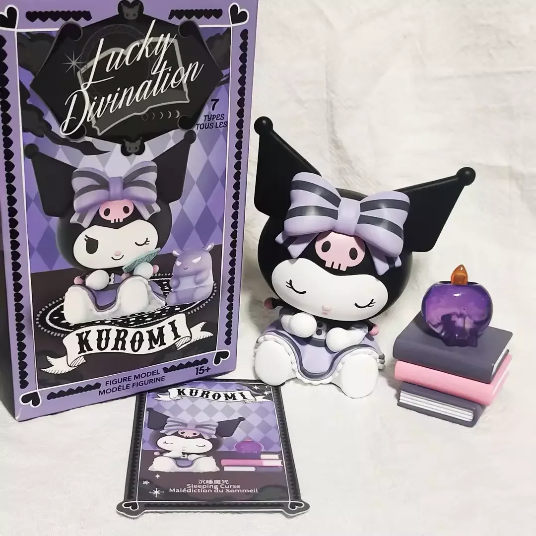 Miniso Sanrio Blind Box Kuromi Lucky Divination Action Doll Kawaii Anime Statua Decorazione Modello Ragazza carina Regalo di compleanno Casuale