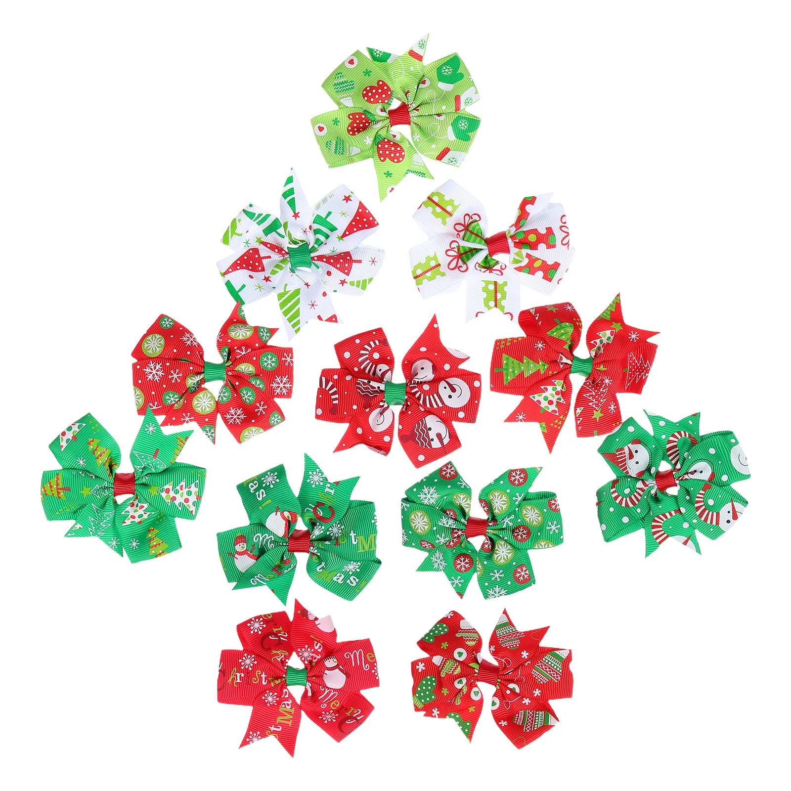 

12Pcs Christmas Bow Hairpins Festive Red Green Bowknot Clips Holiday Party Hair Accessories Toddler Girls Hair Clip for Xmas