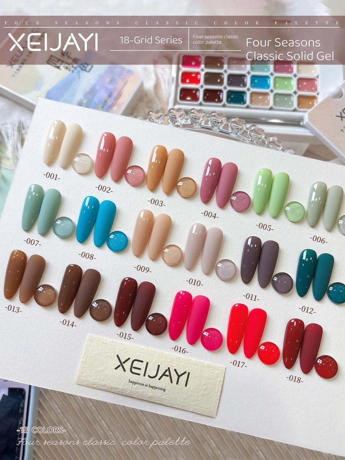 

XEIJAYI 18-Color Nail Polish with High Saturation, Popular Semi-Solid, Suitable for Women, Salon DIY Nail Art