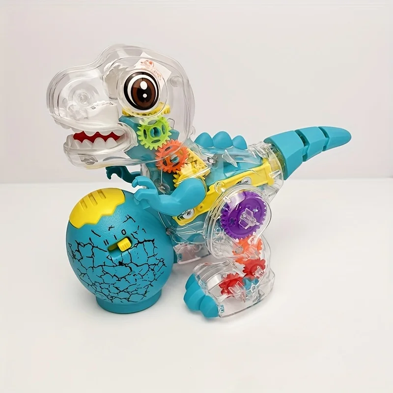 Juguete de dinosaurio transparente, también se puede utilizar como artículo decorativo para interiores, con iluminación Xuncai, música y función de dirección automática, Chri