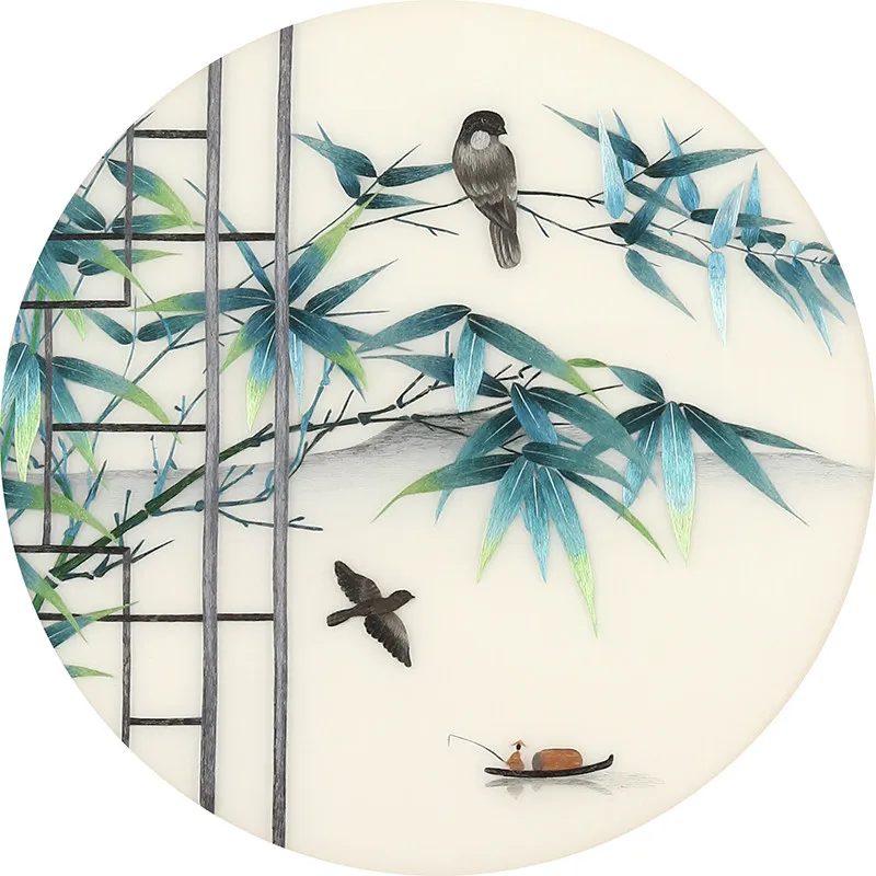 

Bamboo Bird Su Embroidery DIY Kit for Beginners Self Stitch Material Pack Needlework Starter Kit with Pattern