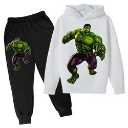 Spring Autumn New Marvel The Hulk Children Clothing Kids Boys Girls Cartoon Printed Hoodie + Pants 2pcs Set Fashion Sportsuits