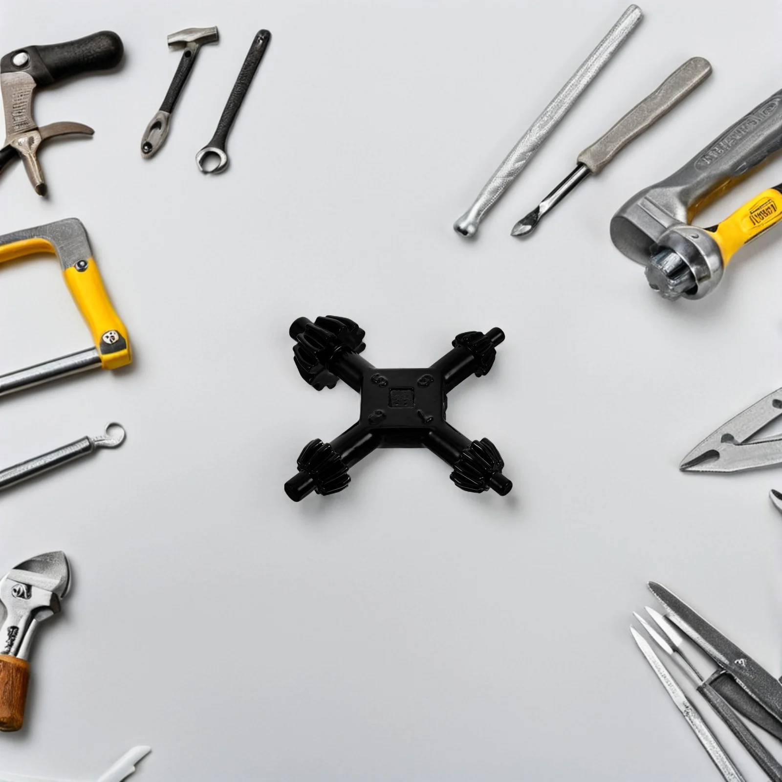 

4-in-1 Drill Chuck Tightening Wrench Black Reusable Multi-Functional Tool for Various Screw Sizes Compact Design for Home