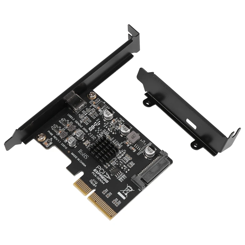 

A15R -USB PCIE Card Type C PCI-Express 4X To USB 3.2 Gen 2X2 (20Gbps) ASM3242 Chipset For Windows 8/10/Linux