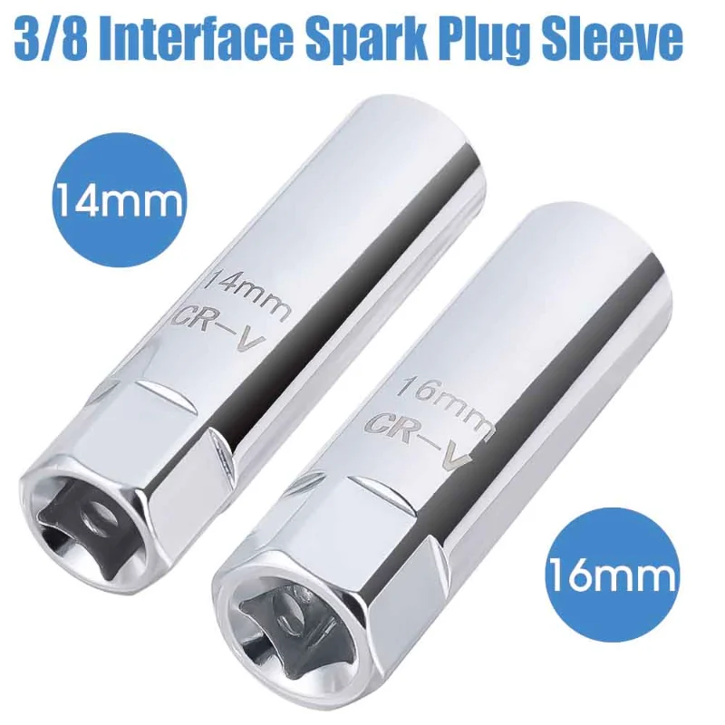 Spark Plug Socket Magnetic 12 Angle Thin Wall Spark Plug Wrench 3/8 for 14/16mm Universal Spark Plug Removal Auto Repair Tool