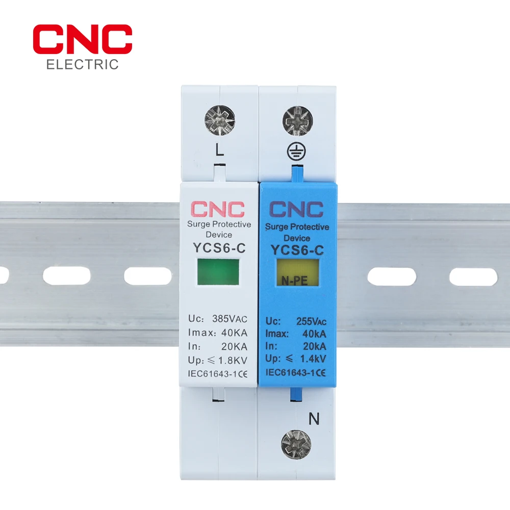 CNC 1P/3P+NPE AC 20KA-40KA 385V SPD House Surge Protector Protection Protective Low-voltage Arrester Device