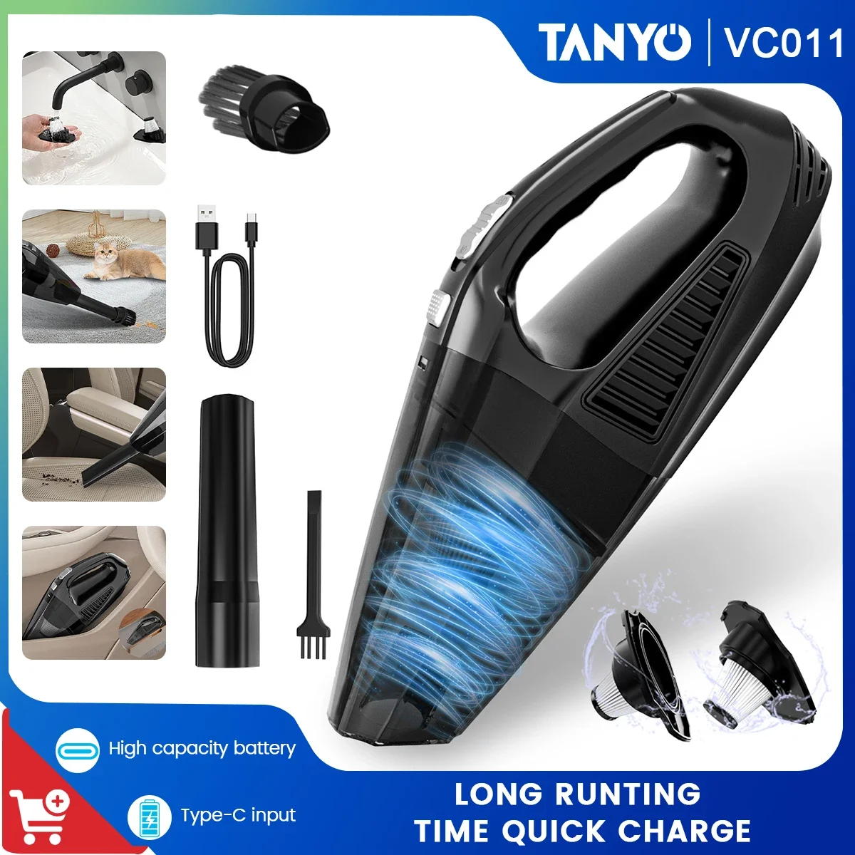 

Portable Wireless Car Vacuum Cleaner Wet And Dry Dual-Use Handheld Mini High Suction Vacuum for Pet Hair Powerful Cleaning