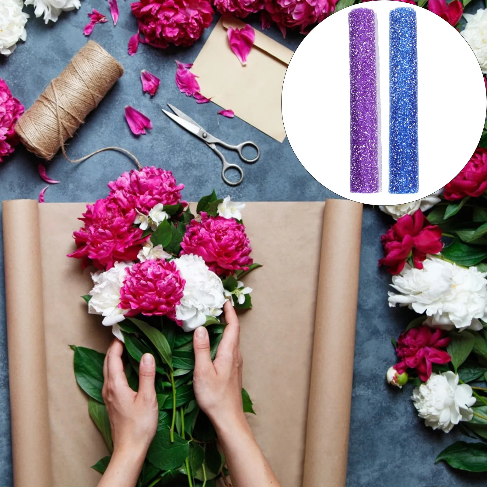 

2 Rolls Snow Dot Gauze Bouquet Packaging Mesh High Quality Non Crinkle Floral Wrapping Paper for DIY Crafts Wedding Birthday