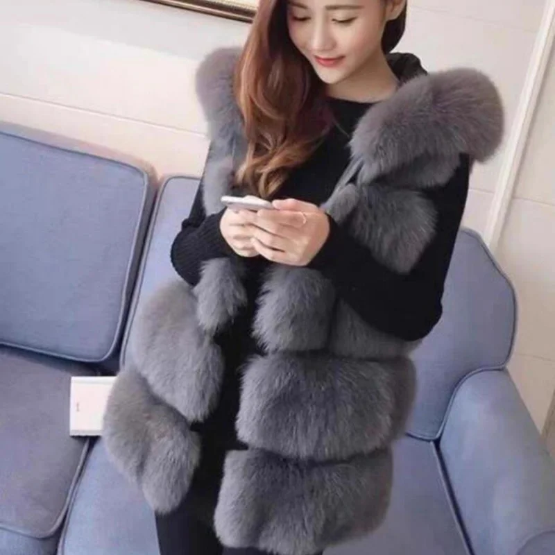 100% True Fox Fur Grass Coat Vest Women's Mid length 2024 New Winter Leather and Fur Integrated Block Jacket Winter Wear Coat
