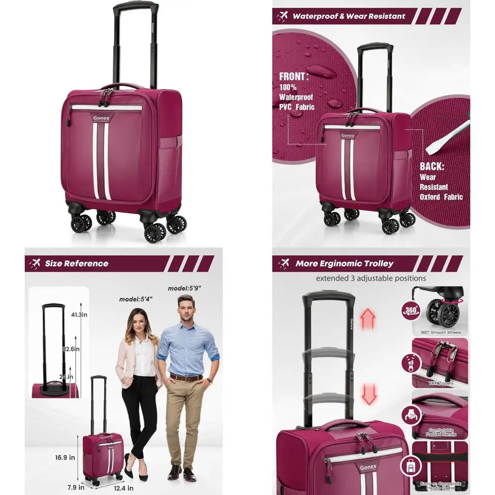 

Водостойкая 16-дюймовая ручная кладь Softside Spinner, одобренная авиакомпанией, дорожная сумка на колесиках для эффективной упаковки и мобильной промышленности