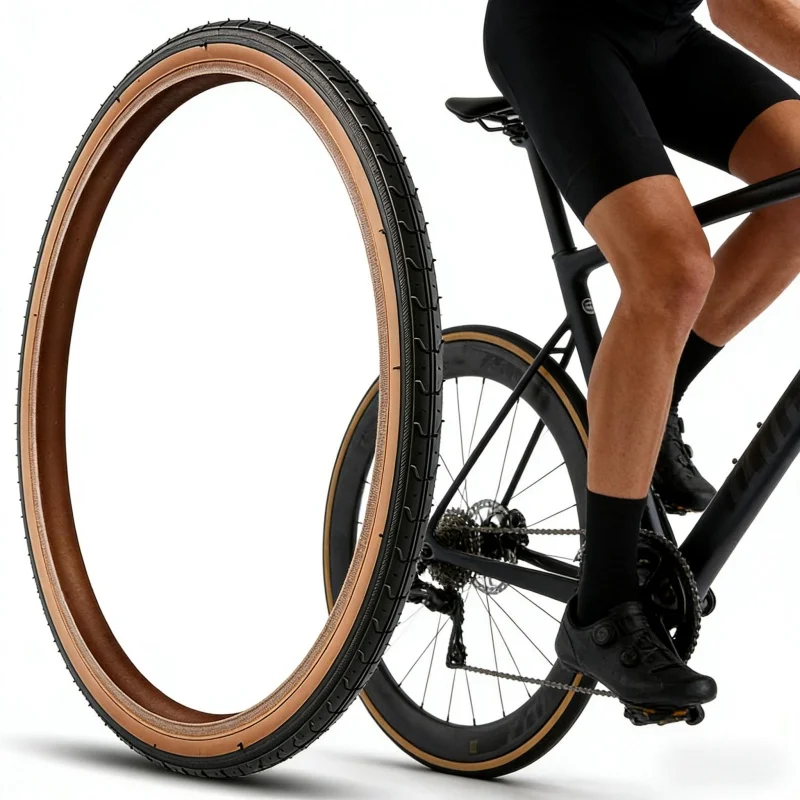 700x23C Road Bike Tires Retro Brown Sidewall Bicycle Tyre 100PSI Anti-Puncture Wear-Resistant Cycling Tire for Road Bikes
