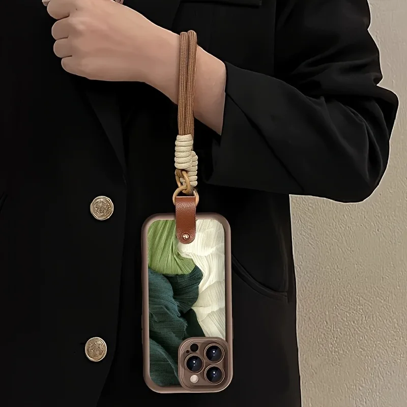 Ölgemälde-Design Handyhülle mit Lanyard-Riemen für iPhone 14 15 16 17 ProMax 15 14 Pro Plus Stoßfeste Matte Silikonhülle – Detail 2