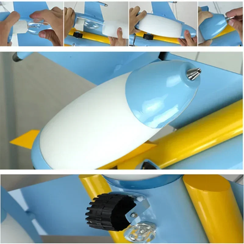 Children Room Iron Aircraft Pendant Light Led 110V-220V E14 LED Lamp Boy Pendant Lights For Dining Room Modern Hanging