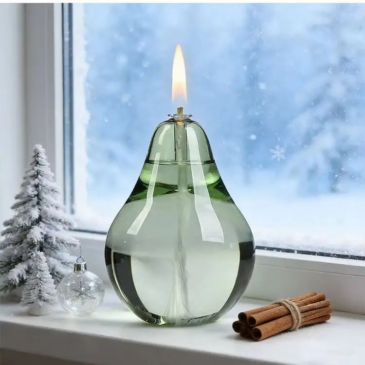 Cute Pear-Shaped Glass  Oil Lamp Line Burn Oil Glass Bottle European Home Decoration Ornament