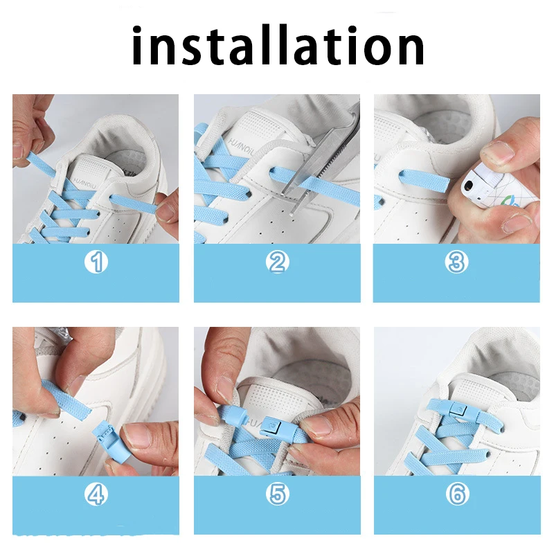 Press-Lock-Schnürsenkel ohne Binden, elastische Schnürsenkel für Sneaker, Tennis, Schnürsenkel ohne Binden, Schuhzubehör, 1 Paar/2 Paar – Detail 5