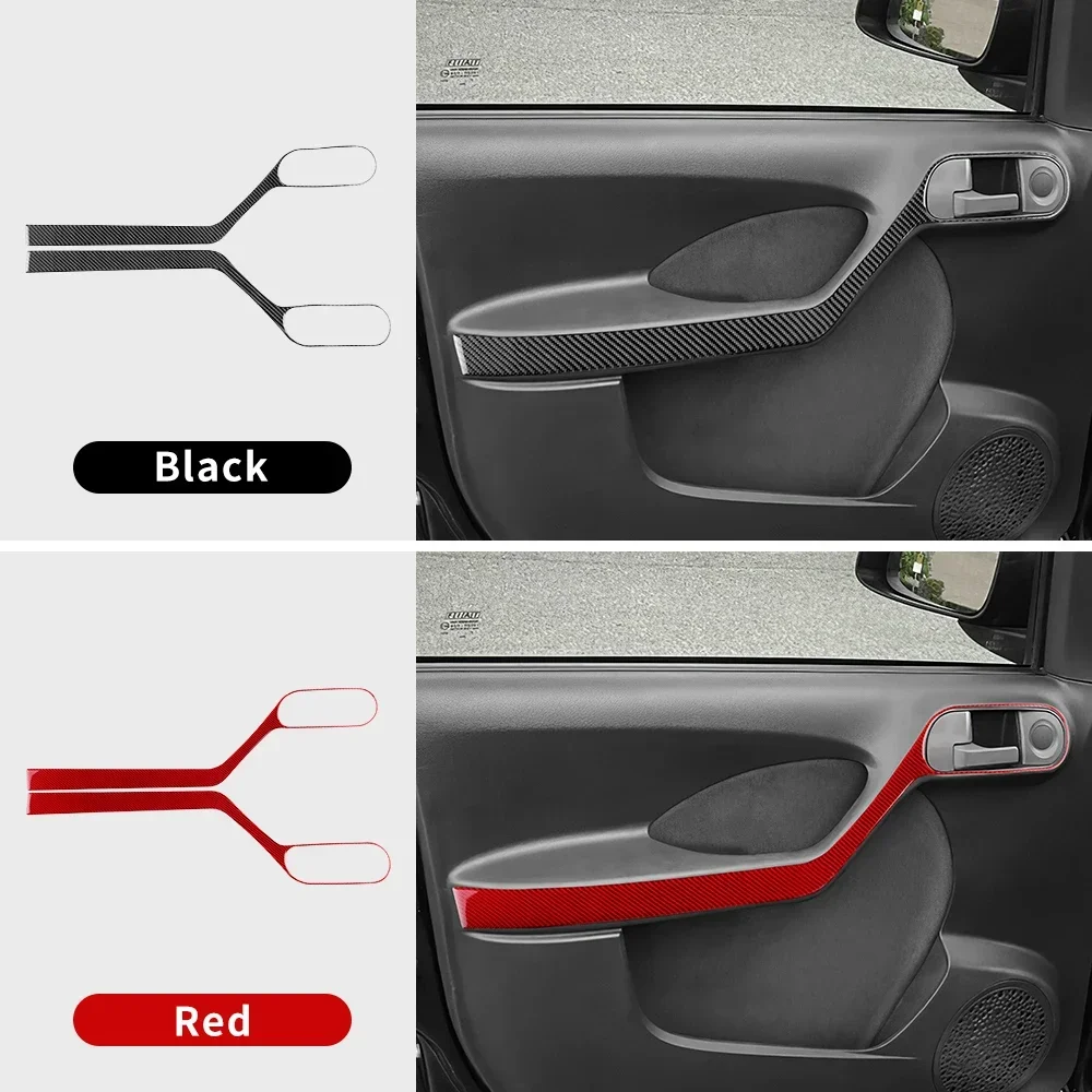 ألياف الكربون الناعمة الحقيقية لشركة فيات باندا 169 2003 2004 2005 2006 2007 2008 2009 2010 2011 مقبض الباب لوحة ملصق LHD RHD #4