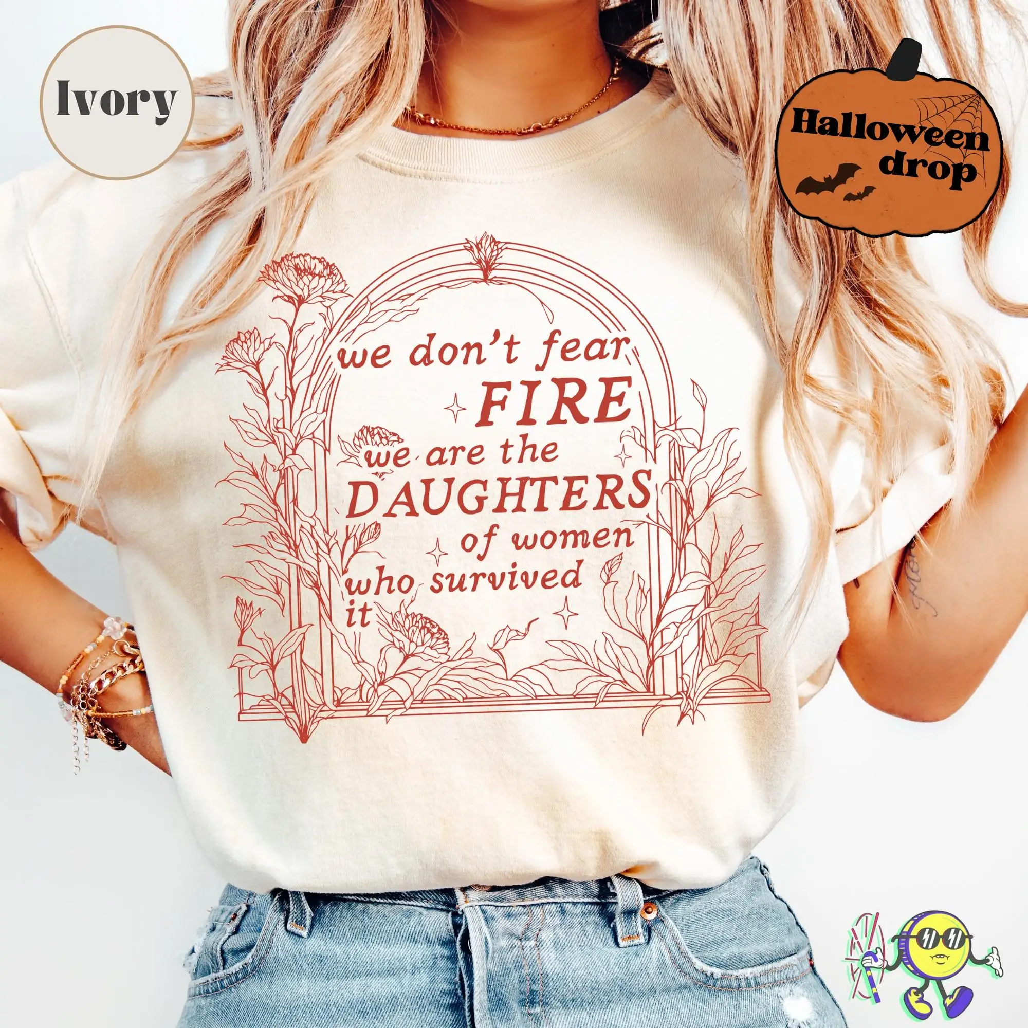 Boho Daughter of The Burned Tee: Mystical Feminist Witch Shirt