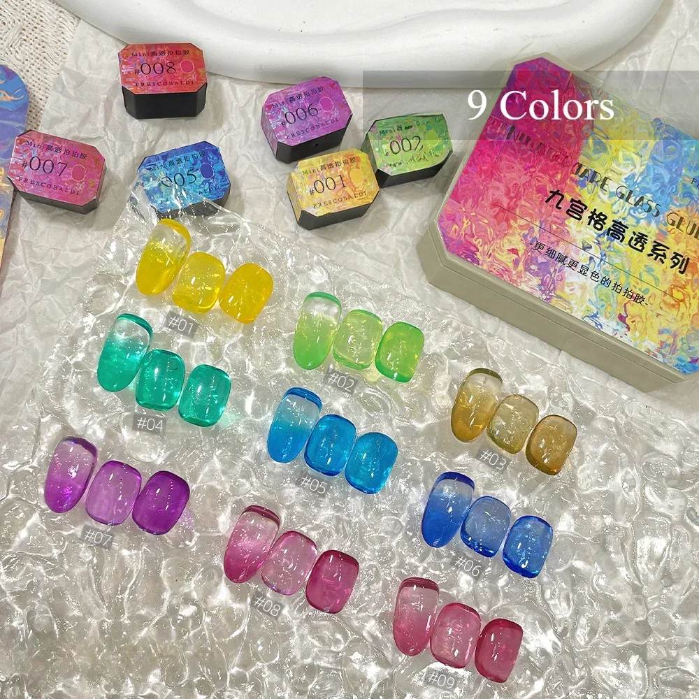 

9Colors/box Painting Gel Durable Patting Gel Nail Polish Creamy Texture Color Painting Glue Soak Off Solid Manicure Consumables