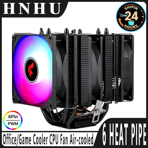 HNHU LGA2011-3 115x1700, enfriador de torres gemelas negro/blanco eficiente, ventilador de Cpu de 6 tubos de calor, 90mm, silencioso, Compatible con i5 i7 AM4 AM5 x79 x99