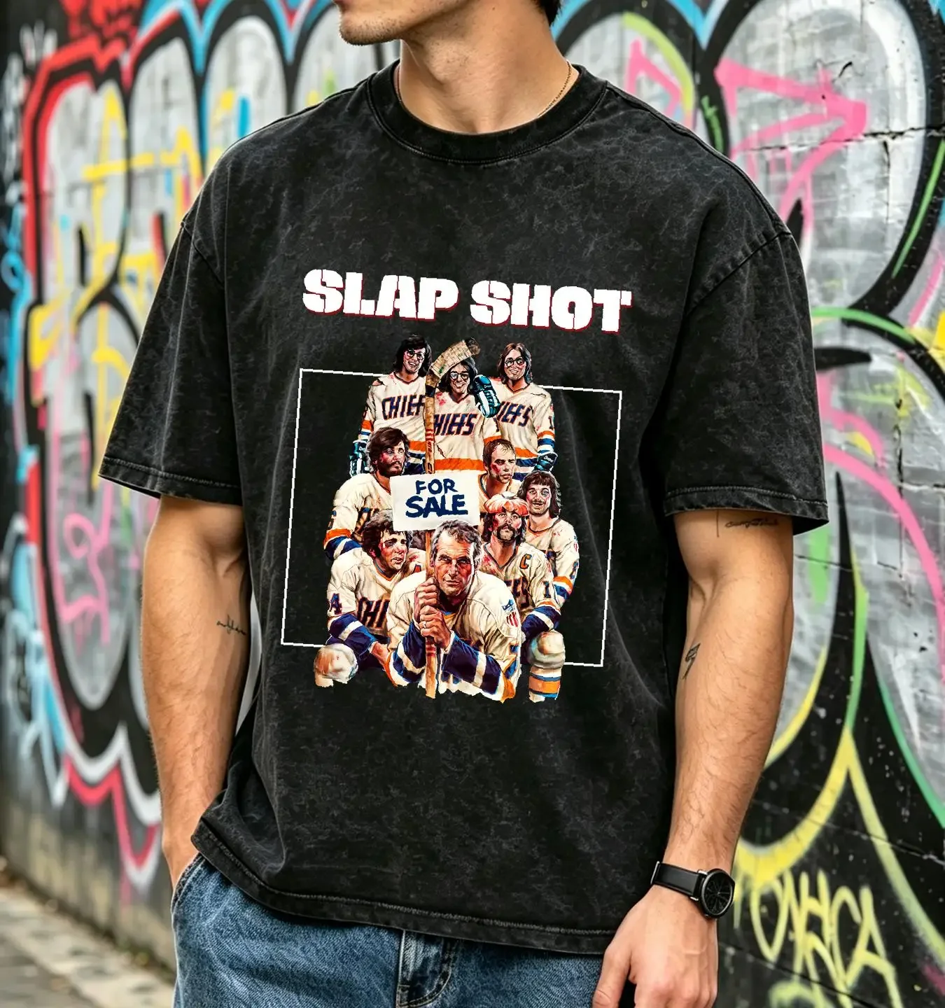 washed T Shirt 027 SLAP SHOT BK SIZE S 5XL vintage Washed Casual streetwear Versatile graphic Slightly designer clothes homme