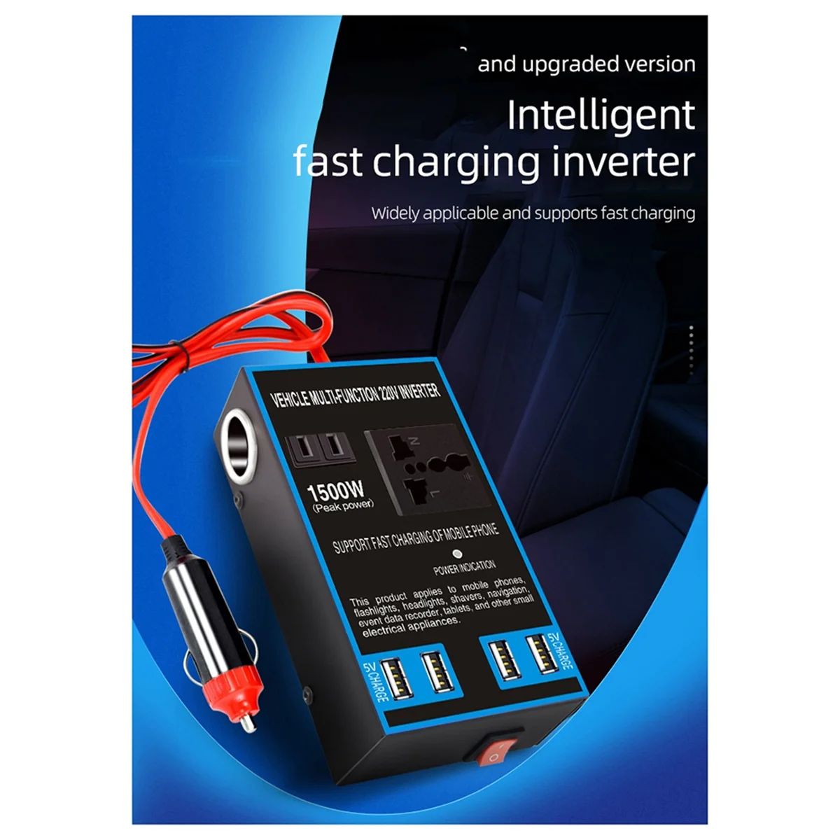 【Price-Drop】{DC 12V/24V to AC 110V/220V Quick Charging Car Inverter Cigar Lighter Socket USB Chargers AC Sockets Power Adapter