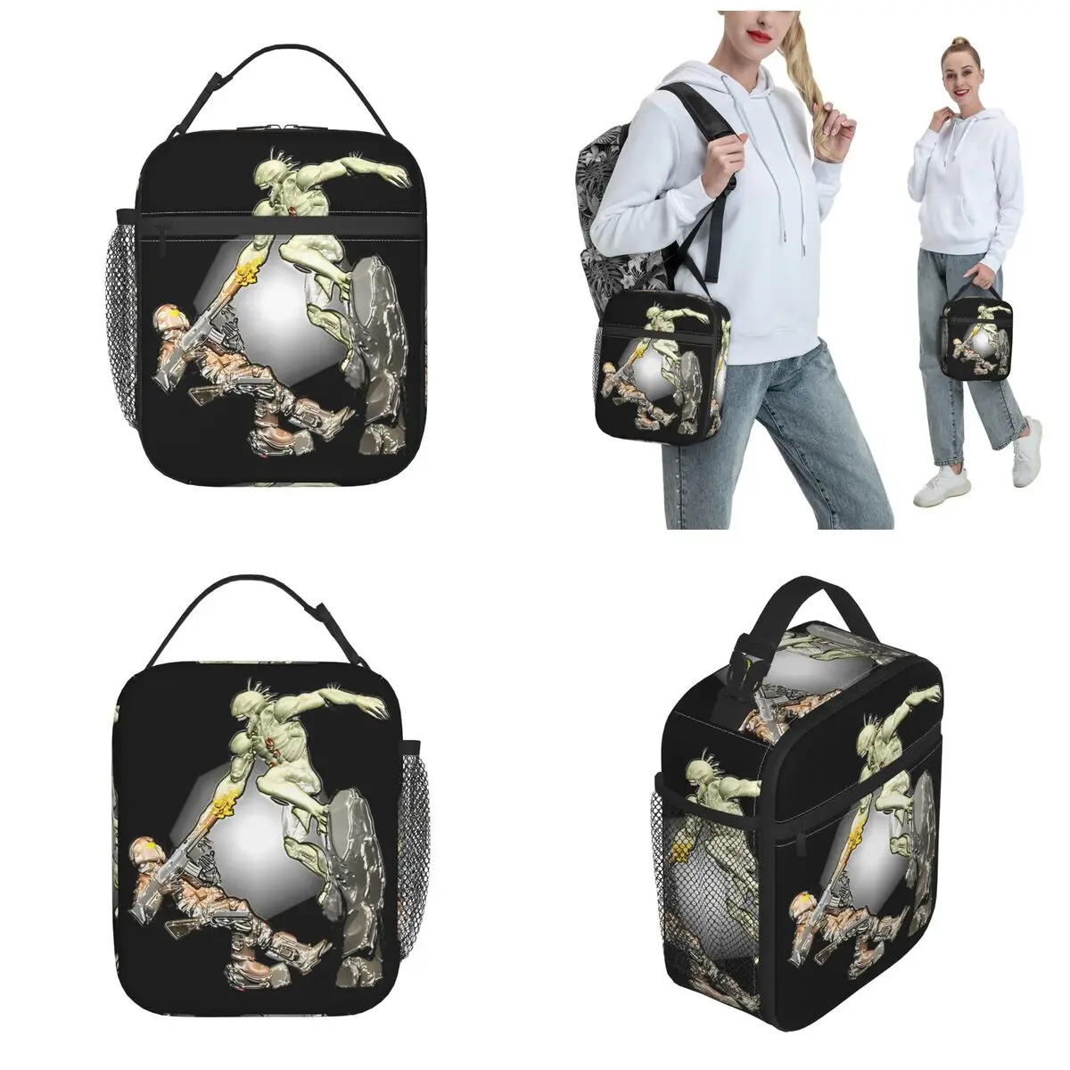 Helldivers Characters Insulated Lunch Bag Cooler Bag Reusable Large Tote Lunch Box for Men Women College Travel