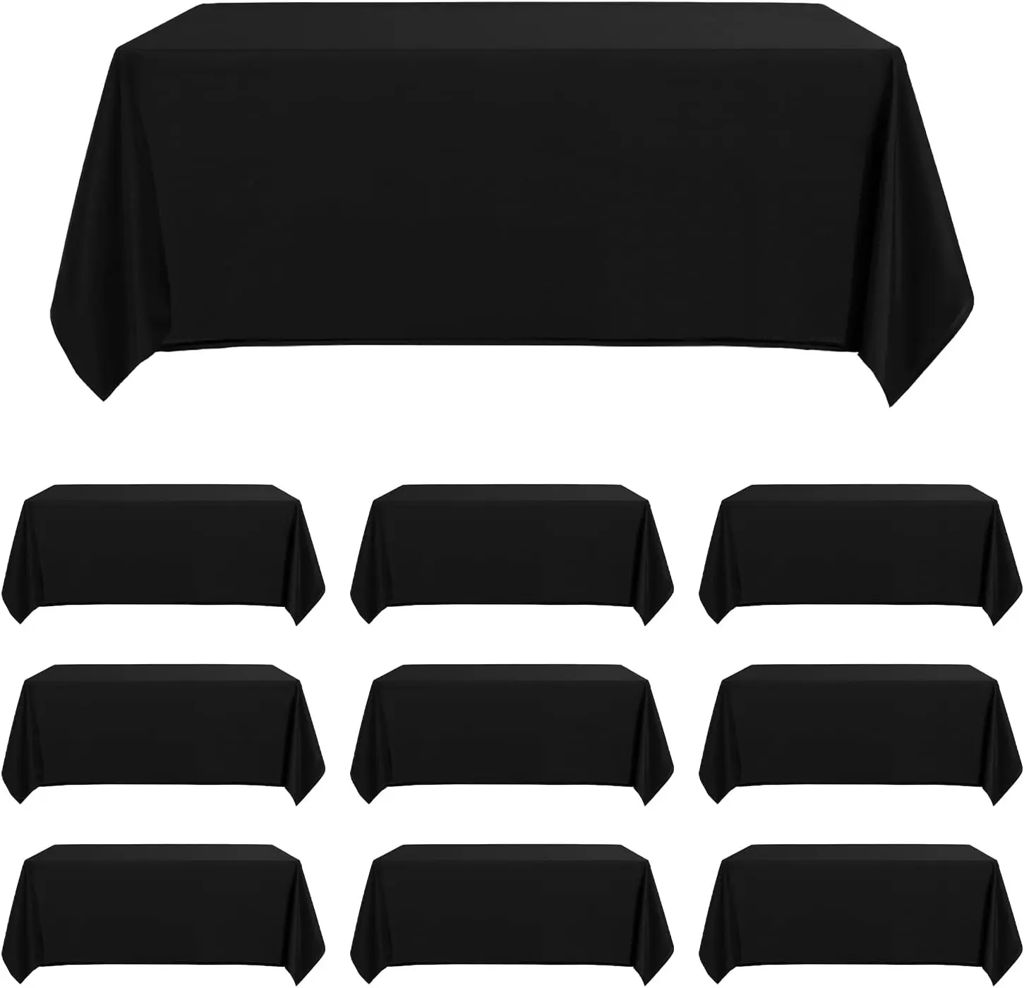 Rectangular Tablecloth 10 Pack Black Table Cloths Stain Resistant Decorative Washable Polyester Rectangle Tablecloths