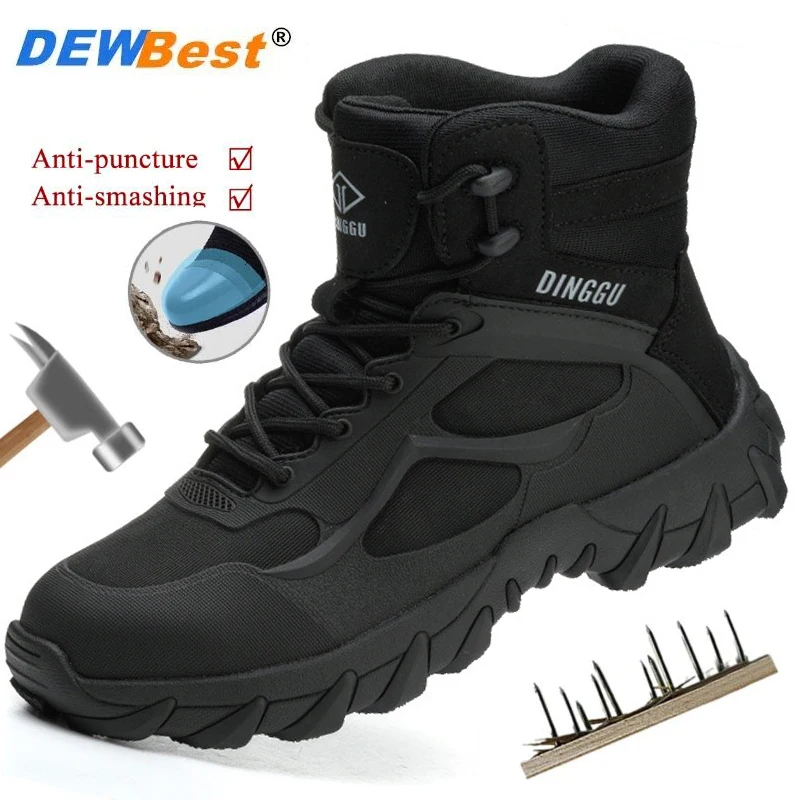 High-top safety shoes anti-smash anti-stabbing work site shoes construction non-slip wear-resistant safety protection shoes