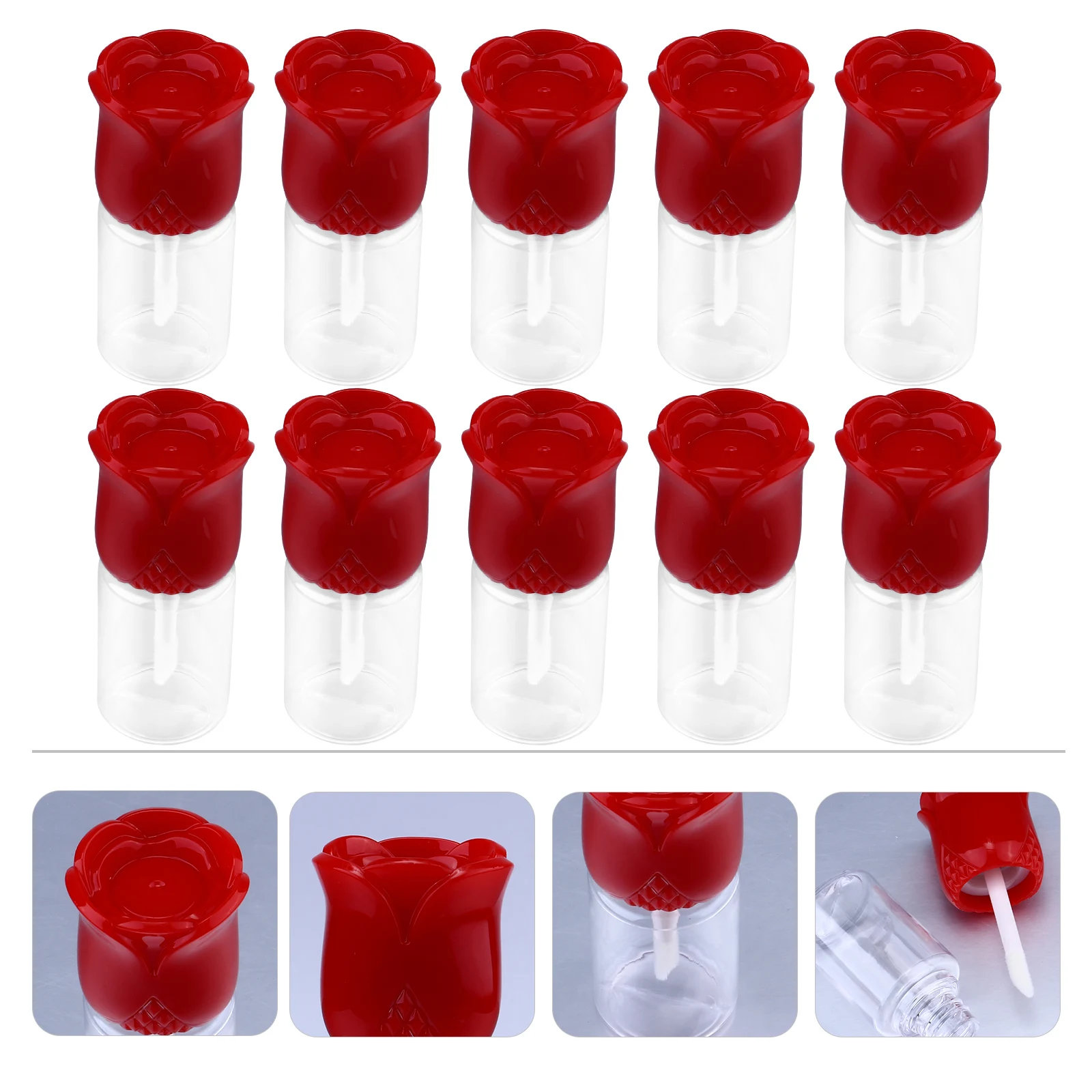 

15pcs Lip Gloss Tubes Empty Clear Plastic Rose Shape Container for Lip Oil Dye Liquid Portable Travel Size Lightweight Creative