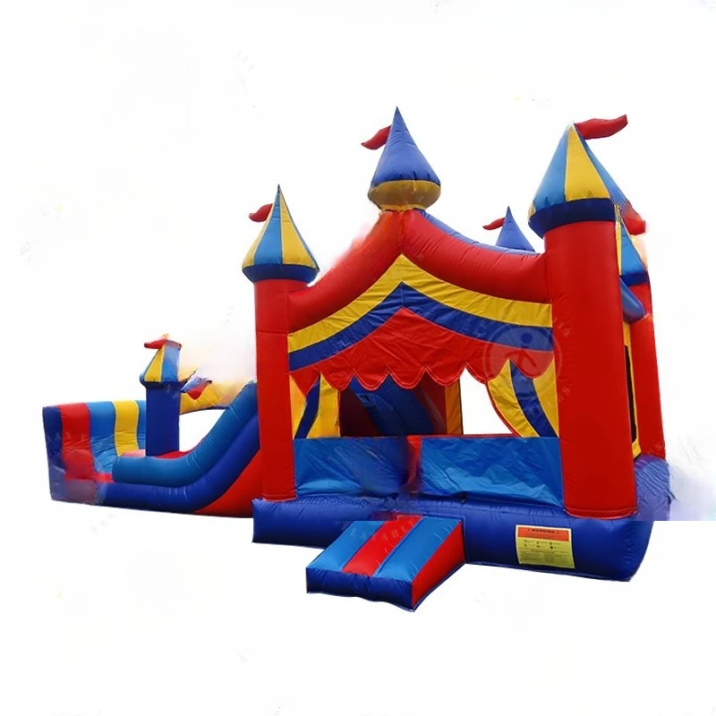 Large outdoor amusement slide combination, park rainbow theme inflatable trampoline naughty castle entertainment facilities