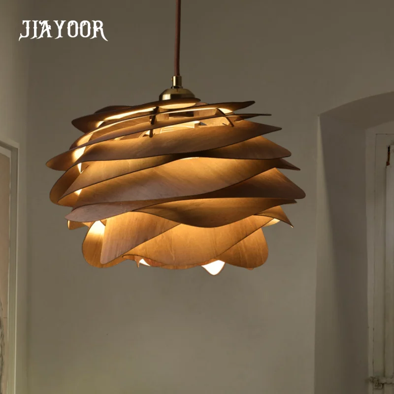 Creative Rose Petal Pendant Instagram Internet Celebrity Nordic Style Woodcraft Restaurant Cafe Clothing Store Window Light LED