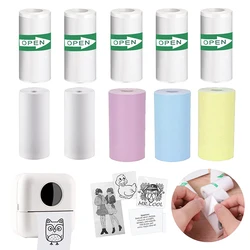 Mini impresora de etiquetas de papel térmico, papel de impresión térmico autoadhesivo de colores, impresión sin tinta para fotos, 5 rollos