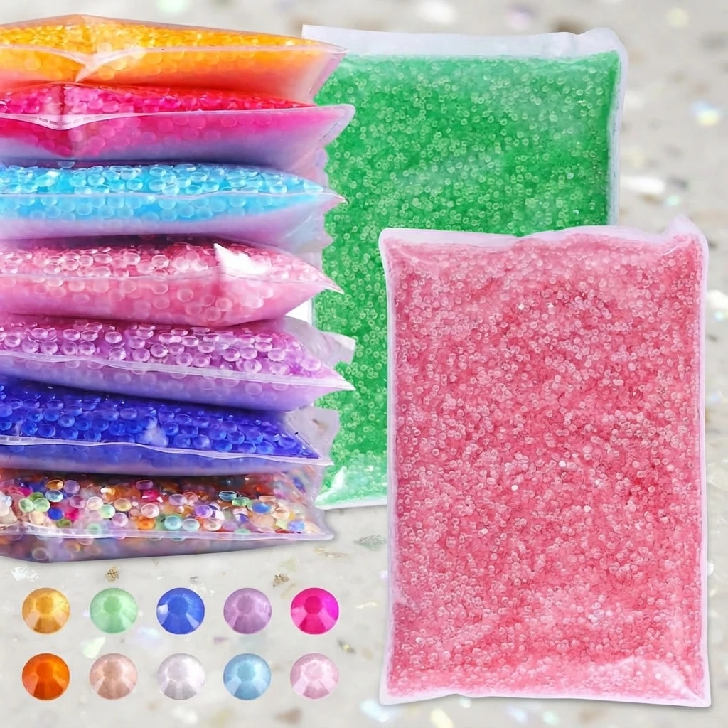 Strass en résine transparente AB couleur gelée 2 3 4 5 mm à dos plat pour nail art et décoration de vêtements