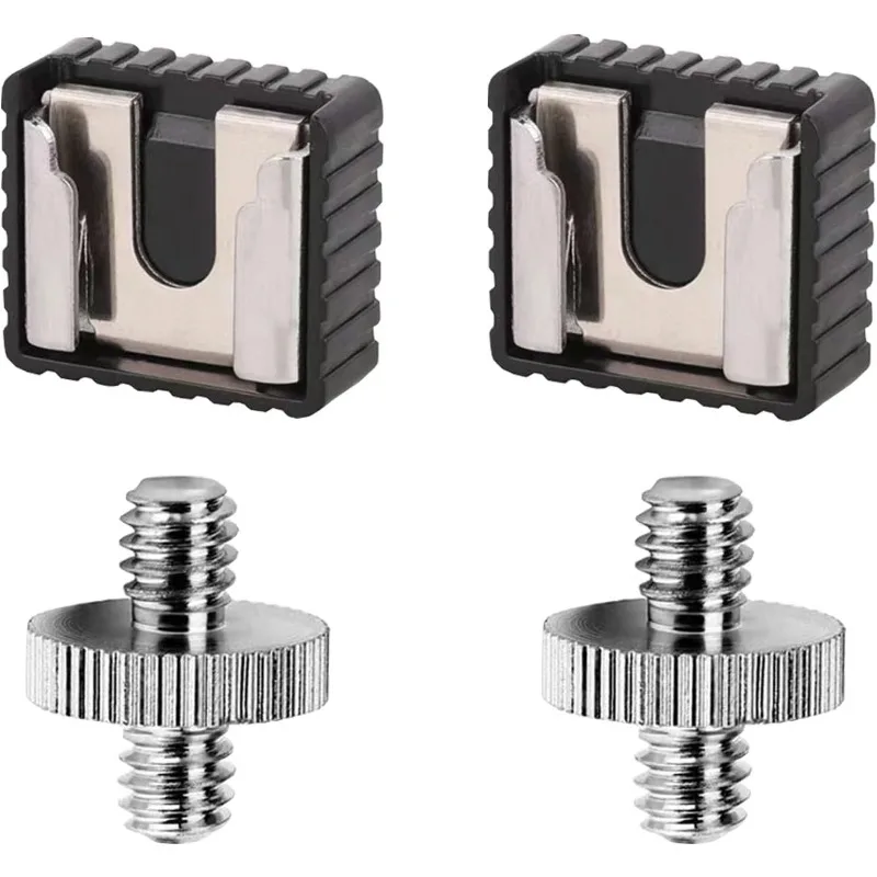 

Flash Hot Shoe Mount Adapter with 1/4" to 1/4" Male Threaded Screw Adapter for Light Stand/Flash Holder/Ballhead (2 Pack)