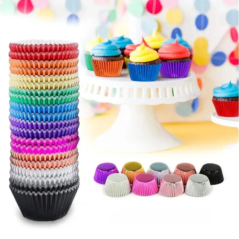 100 piece set of gold foil cupcake liners, multifunctional cake cup kitchen supplies, ideal tools for home kitchen baking work
