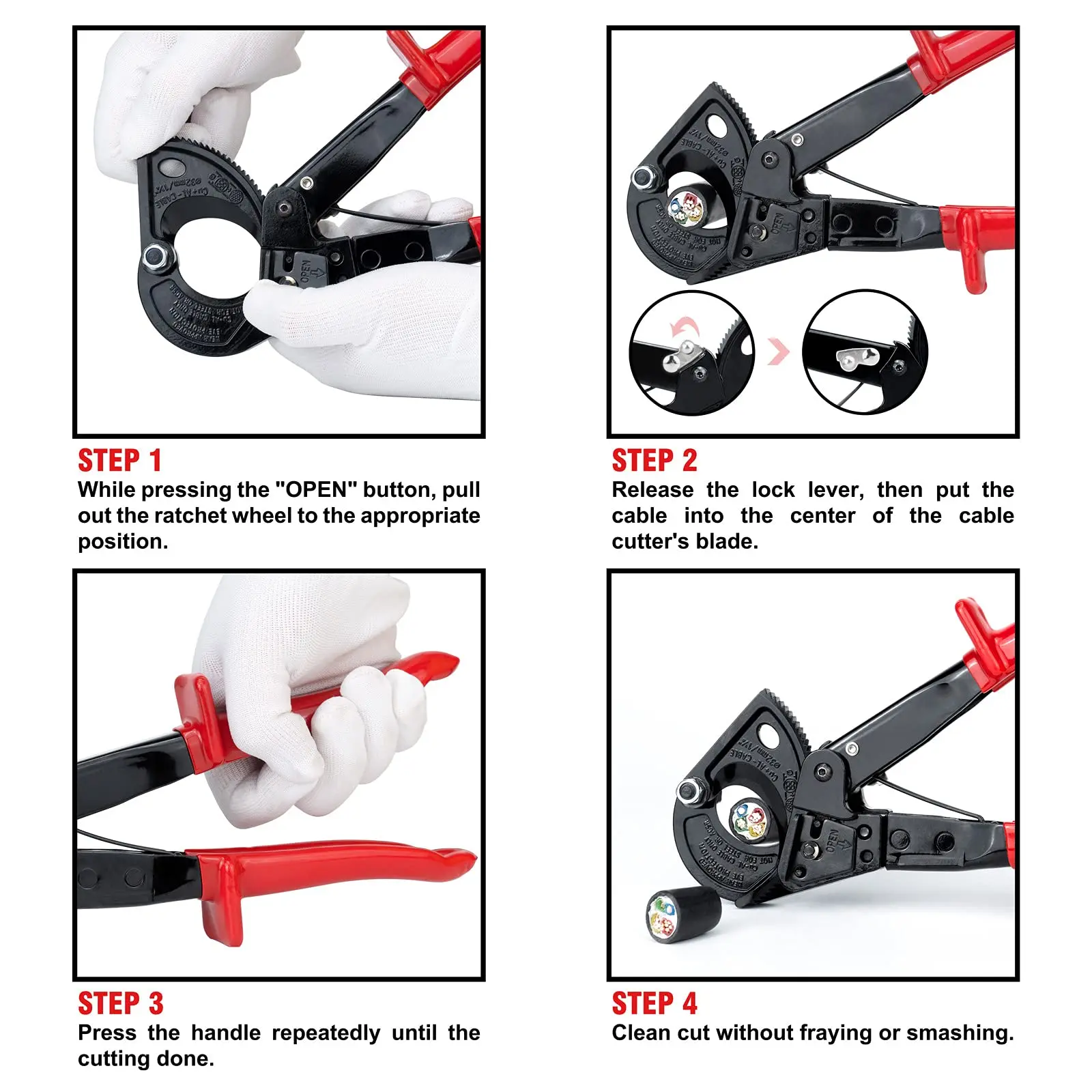 1pc kabels ch neider-Ratschen kabels ch neider Hoch leistungs für Elektriker-Schneiden von Aluminium-Kupfer-Weich draht bis zu 600mcm/HS-325A