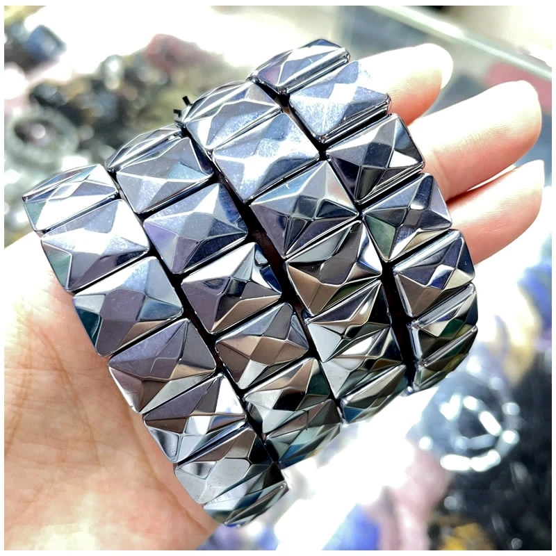 Modisches, klassisches, einteiliges, elastisches Armband mit Natursteinschliff, persischer Golf, Sonnenstein, Yoga-Sportschmuck für Herren und Damen – Detail 9